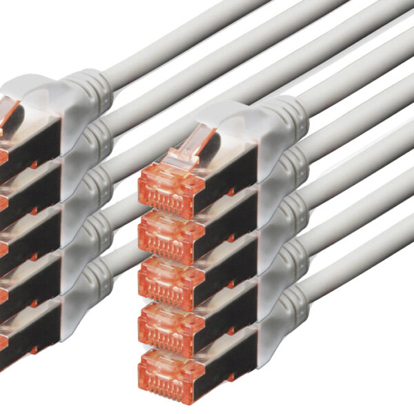 DIGITUS patchkabel Cat. 6, S/FTP, 0,25 m, grijs, 10 stuks