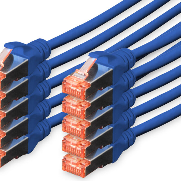DIGITUS patchkabel Cat. 6, S/FTP, 0,25 m, blauw, 10 stuks