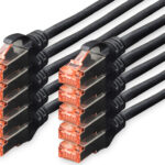 DIGITUS patchkabel Cat. 6, S/FTP, 0,25 m, zwart, 10 stuks