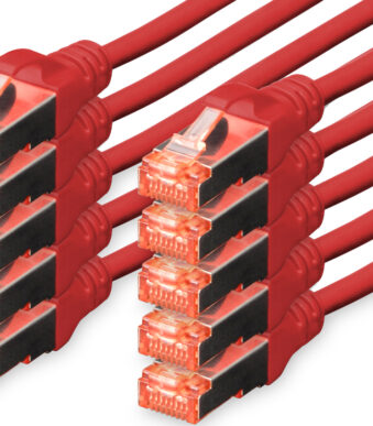 DIGITUS patchkabel Cat. 6, S/FTP, 0,25 m, rood, 10 stuks