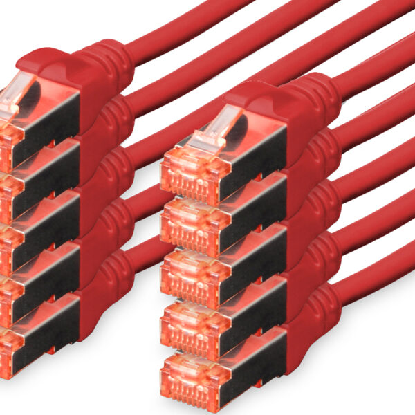 DIGITUS patchkabel Cat. 6, S/FTP, 0,25 m, rood, 10 stuks