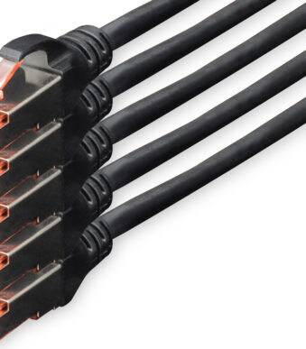 DIGITUS patchkabel Cat. 6, S/FTP, 10,0 m, zwart, 5 stuks