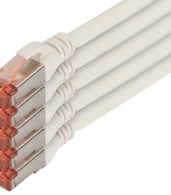 DIGITUS patchkabel Cat. 6, S/FTP, 10,0 m, wit, 5 stuks