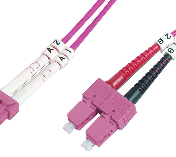 DIGITUS LWL patchkabel, LC-Duplex - SC-Duplex, OM4, 10,0 m