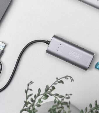 DIGITUS USB type-C Gigabit Ethernet adapter, USB-C + USB A