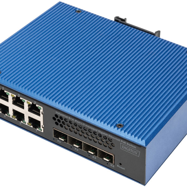 DIGITUS Industrial Gigabit Ethernet PoE Switch, L3 managed