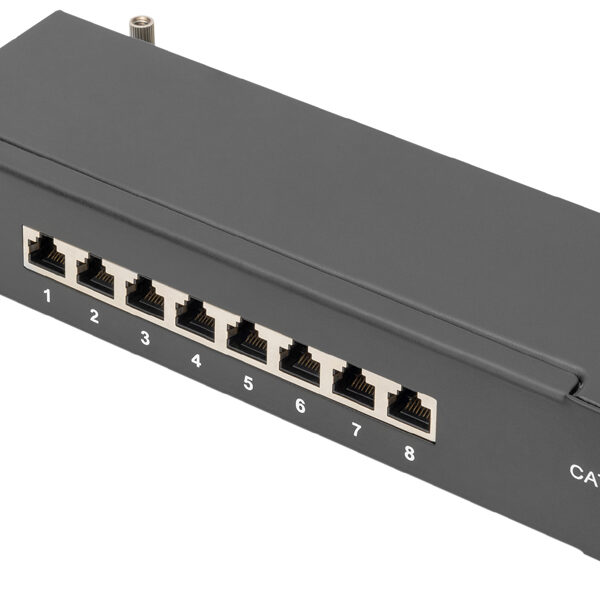DIGITUS 10' Patch Panel Cat. 6A, klasse E, afgeschermd, zwart, 8-poorts