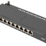 DIGITUS 10' Slim Patch Panel Cat. 6A, 0,5 HE, afgeschermd, 8-poorts, zwart