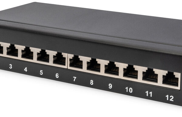 DIGITUS 10' Patch Panel Cat. 6A, afgeschermd, 12-poorts, 1HE