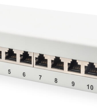 DIGITUS 10' Patch Panel Cat. 6A, afgeschermd, 12-poorts, grijs