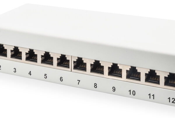 DIGITUS 10' Patch Panel Cat. 6A, afgeschermd, 12-poorts, grijs