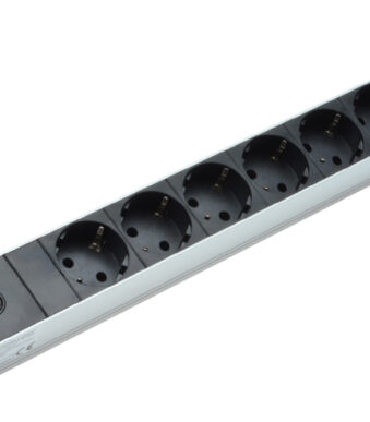 DIGITUS 19´ stekkerdozenlijst, 8-voudig, 1 HE, zwart / grijs