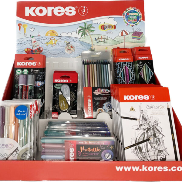 Kores toonbankdisplay Metallic-serie, kartonnen display, gevuld
