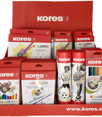 Kores toonbankdisplay Collage-serie I, kartonnen display