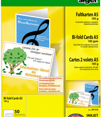 sigel PC-vouwkaarten, A5 (A4), hoogwit, edelkarton, 185 g/m2