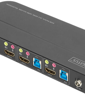 DIGITUS Desktop KVM Switch met geïntegreerde USB-Hub, zwart