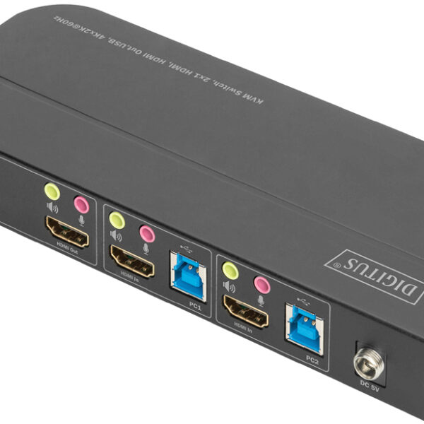 DIGITUS Desktop KVM Switch met geïntegreerde USB-Hub, zwart
