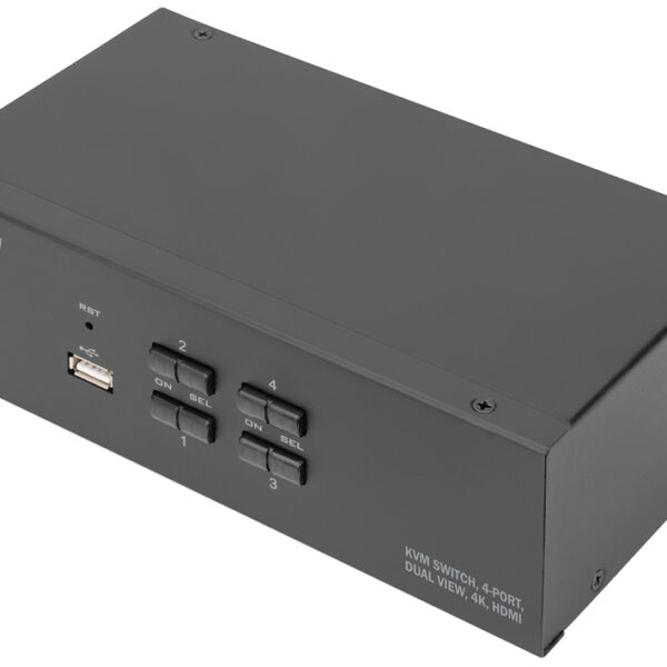 DIGITUS KVM-switch, 4-poorts, Dual-display, 4K, HDMI