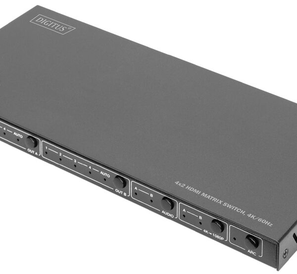 DIGITUS 4x2 HDMI Matrix Switch, 4K/60Hz, zwart