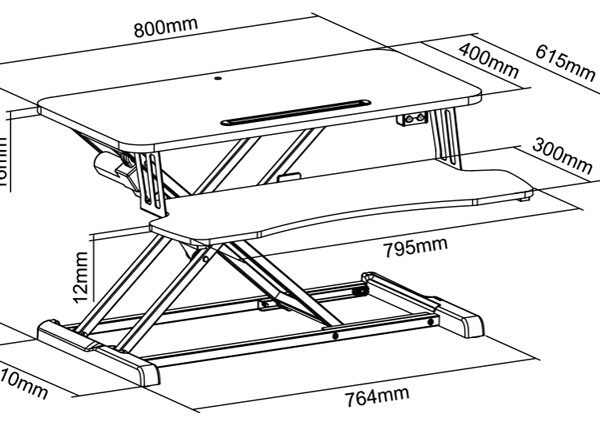 LogiLink zit-sta workstation met toetsenbordblad, electrisch