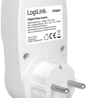 LogiLink digitale tijdschakelklok, IP20, wit