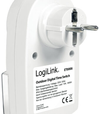 LogiLink digitale tijdschakelklok Outdoor, IP44, wit