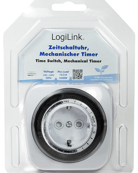 LogiLink mechanische tijdschakelklok voor binnentoepassing, wit
