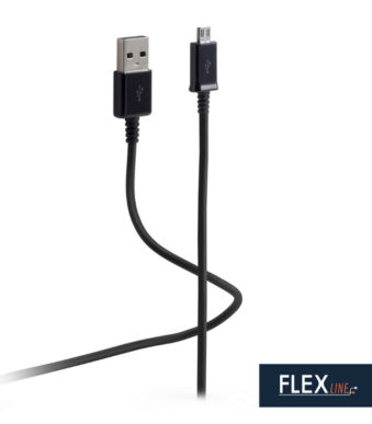 FLEXLINE USB-aansluitkabel, USB-A - USB-B, zwart, 1,0 m
