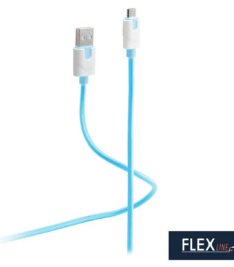 FLEXLINE data- en laadkabel, USB-A - USB-B, blauw, 2,0 m