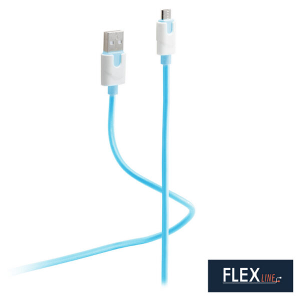 FLEXLINE data- en laadkabel, USB-A - USB-B, blauw, 2,0 m