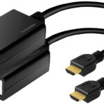 LogiLink HDMI Extender set via LAN, Pigtail, 30 m, zwart