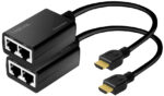 LogiLink HDMI Extender set via LAN, Pigtail, 30 m, zwart