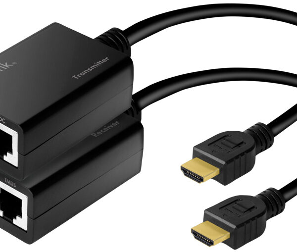 LogiLink HDMI Extender set via LAN, Pigtail, 30 m, zwart