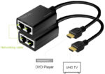 LogiLink HDMI Extender set via LAN, Pigtail, 30 m, zwart