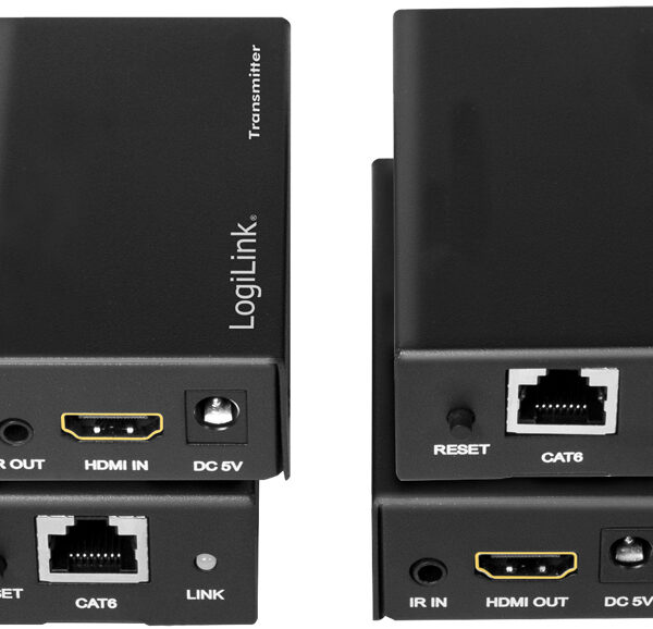 LogiLink HDMI Extender Set via LAN, POC/IR, 60 m, zwart