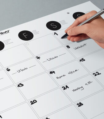 sigel papieren schrijfonderlegger / muurkalender, zwart-wit