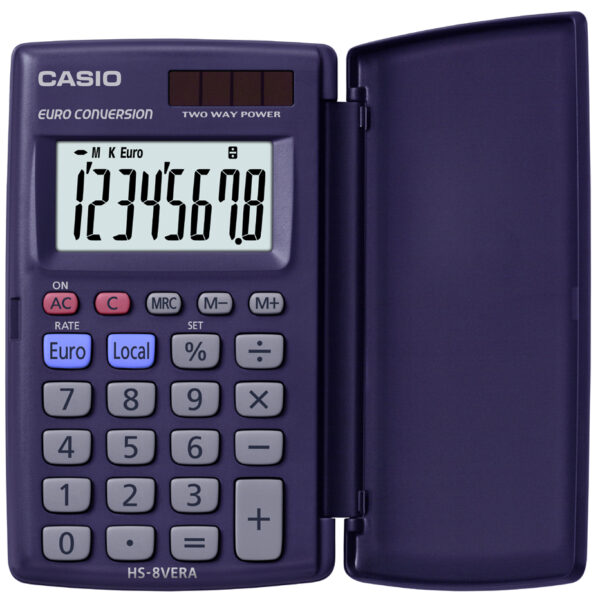 CASIO zakrekenmachine HS-8 VERA, solar-/ batterijvoeding