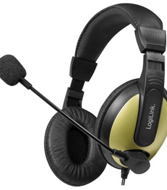 LogiLink Headset High Quality, met gevoerde oorkappen, zwart/goud