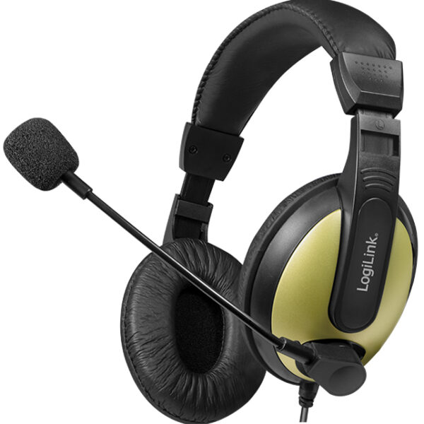 LogiLink Headset High Quality, met gevoerde oorkappen, zwart/goud
