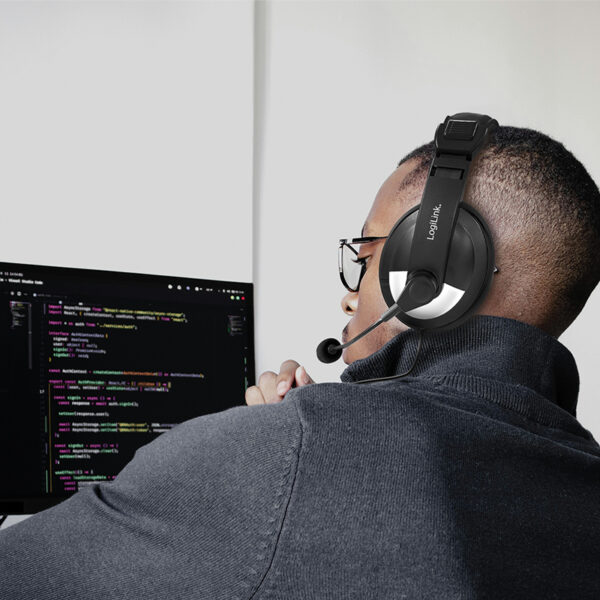 LogiLink Stereo-Headset met besturingseenheid , 1x USB-A, zwart