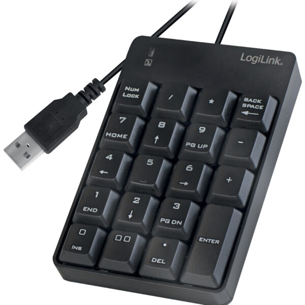 LogiLink USB numeriek blok, kabelgebonden, 19 toetsen, zwart