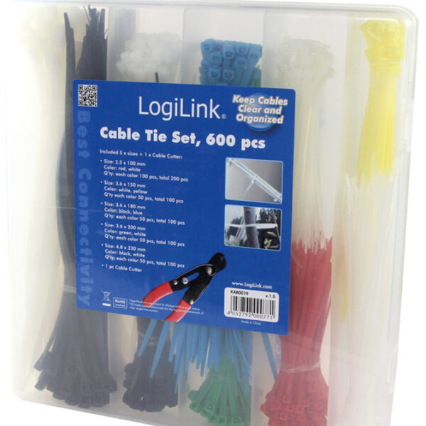 LogiLink kabelbinder-set, assorti, nylon, 600 stuks