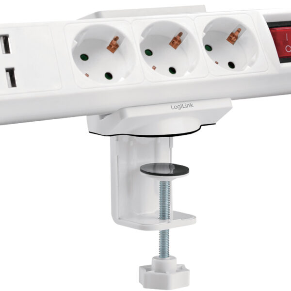 LogiLink klembevestiging voor stekkerdooslijst, wit