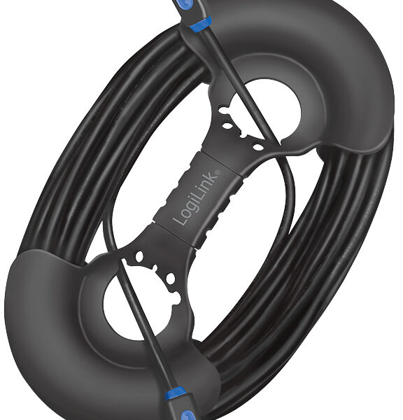 LogiLink kabeloproller, voor 2 - 20 m kabel, zwart