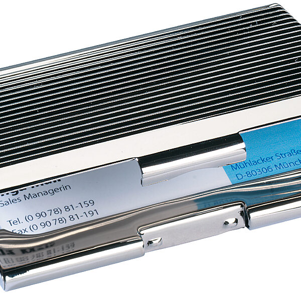 sigel visitekaartetui chroom, zilver glanzend