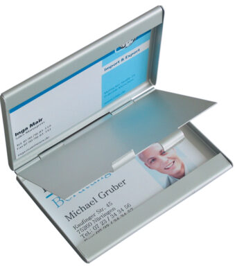 sigel visitekaart-etui 'Twin', aluminium, zilver, mat