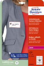 AVERY naametiketten / badge etiketten, 80 x 50 mm, rode rand