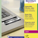 AVERY folie-etiketten typeplaatje, 45,7 x 21,2 mm, 20 vel A4, permanent, zilver