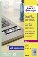 AVERY folie-etiketten typeplaatje, 45,7 x 21,2 mm, 20 vel A4, permanent, zilver