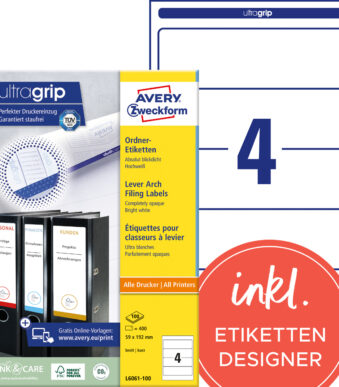 AVE Rugetiket zelfklevend L6061-100 192x59mm wit 1 pak